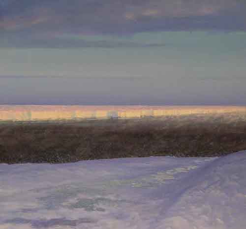 Antarctic Painting of McMurdo Sound Yellow Light on 